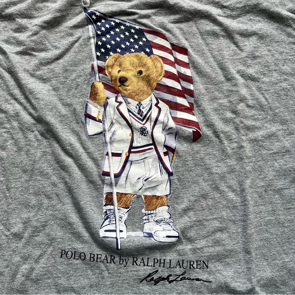 Polo Ralph Lauren Men’s XLT Patriotic Bear Heather GRAY T-shirt Tee - Picture 4 of 4